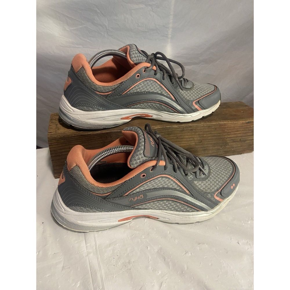 Women's Ryka Sky Walker Gray/Coral Athletic/ Walking Shoes-Size 11M